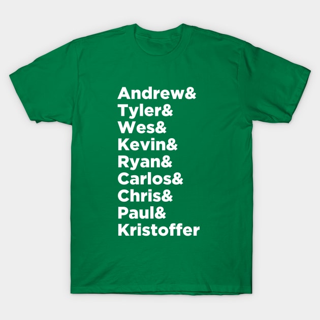 The Latest Dudes of Christmas Movies! T-Shirt by We Love Pop Culture